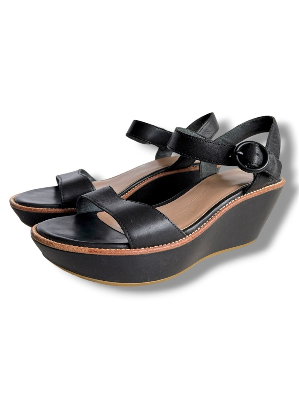 Camper Strappy Platform Sandals Black Leather Size EU 36 (US 6-6.5)